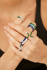 Snake Silver Joy Ring, White Rhodium, Natural White Topaz + Give Hope Gift